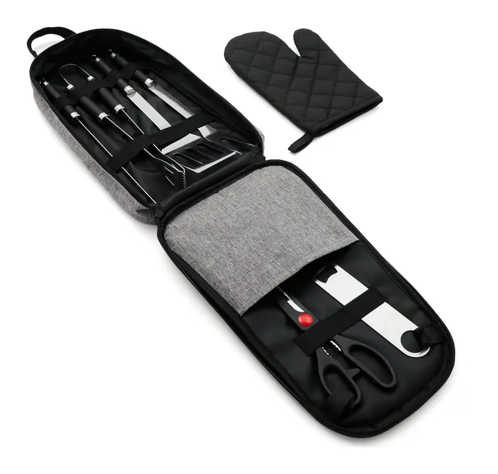Estuche parrillero con utensilios y guante
